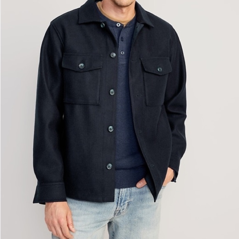NWT Old Navy - Navy Blue Soft-Brushed Shacket - Men’s XL